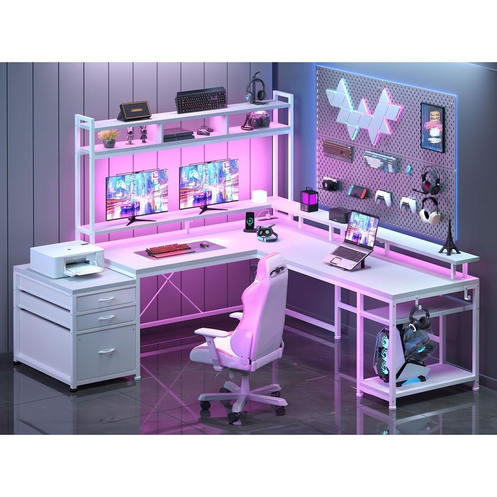 Desk Setup Dual Monitor - 104-дюймовый L-образный стол для домашнего офиса
