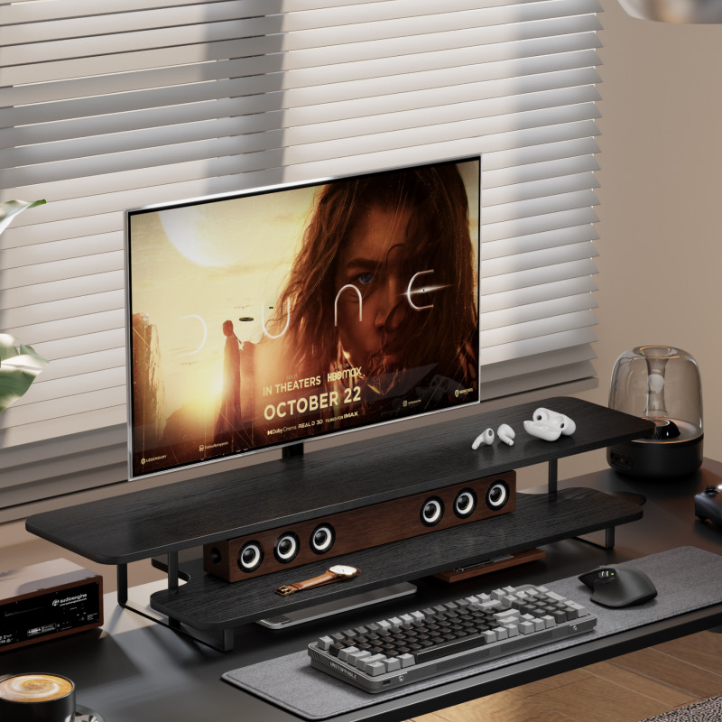 Desk Setup Monitor And Laptop - Подставка для монитора из массива дерева