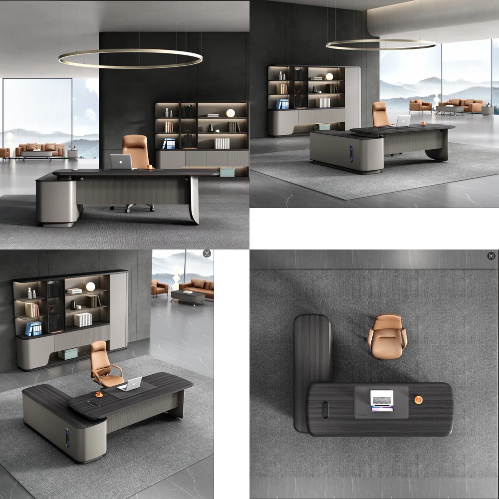 Desk Setup For Work - Современный роскошный L-образный стол руководителя с