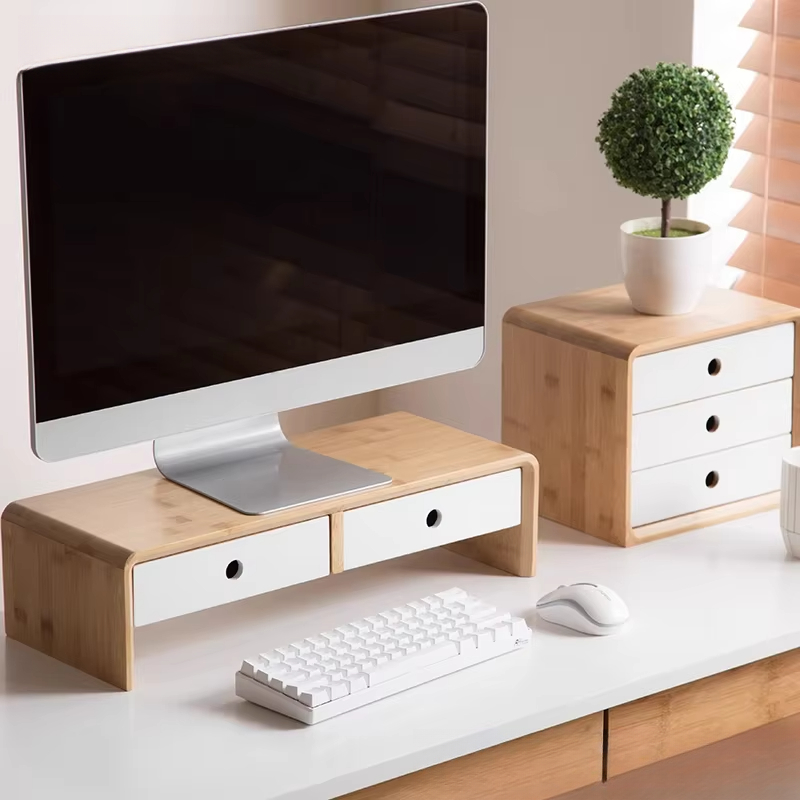 Desk Setup Monitor And Laptop - Бамбуковый монитор для ноутбука, экологически чистый