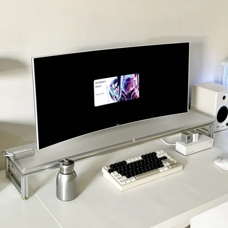 Desk Setup Monitor And Laptop - Алюминиевая подставка для монитора, акриловая настольная