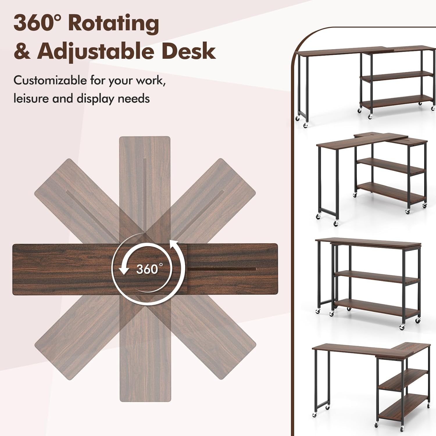 360 °   Поворотный приставной  – обзор и цена Desk Setup Laptop