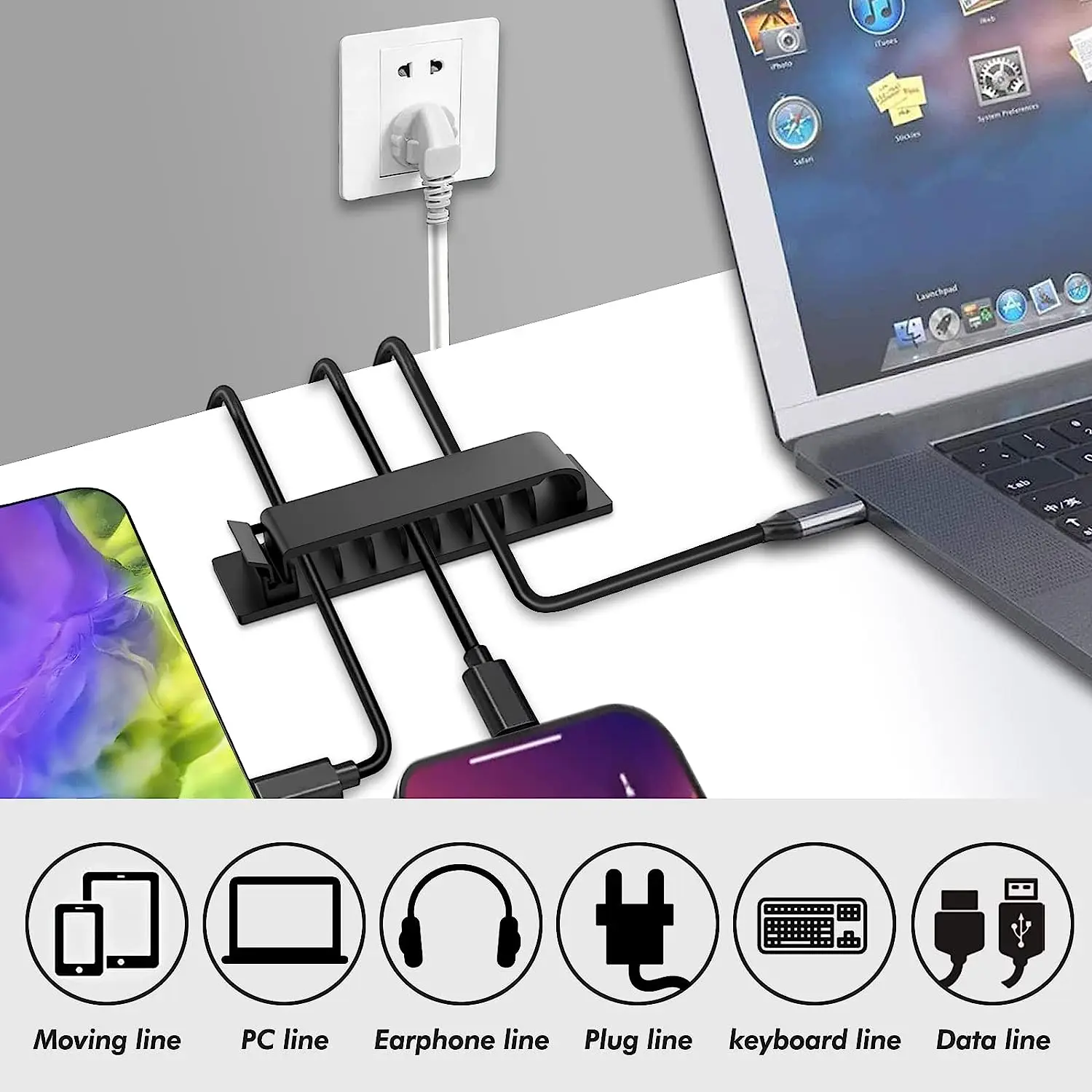 Кабельный органайзер Самоклеящ – обзор и цена Desk Setup Cable Management